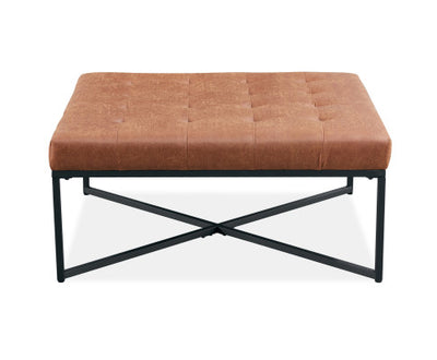 Chelsea Fabric Square Ottoman Footstool Bench Light Brown