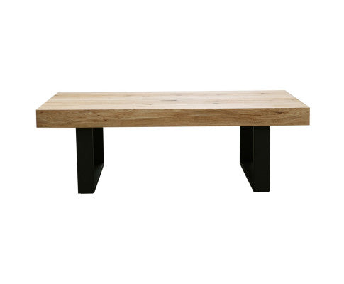 Ethan Coffee Table 130cm Veneer Solid Oak Top Metal Leg - Natural