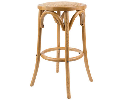 Aster Round Bar Stools Dining Stool Chair Solid Birch Timber Rattan Seat - Oak