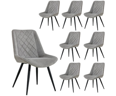 Helenium Dining Chair Set of 8 Fabric Seat with Metal Frame - Granite