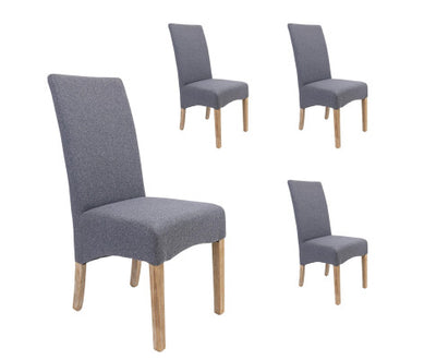 Jackson Dining Chair Set of 4 Fabric Seat Solid Pine Wood Furniture - Grey