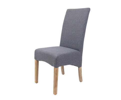 Jackson Dining Chair Set of 4 Fabric Seat Solid Pine Wood Furniture - Grey