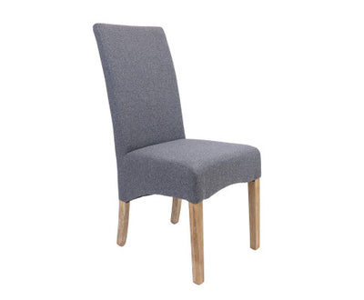 Jackson Dining Chair Set of 6 Fabric Seat Solid Pine Wood Furniture - Grey