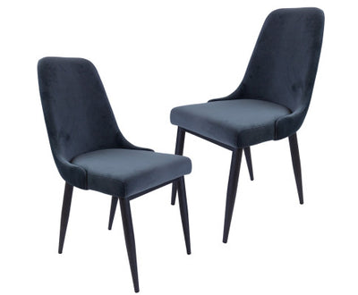 Eva Dining Chair Set of 2 Fabric Seat with Metal Frame - Charcoal