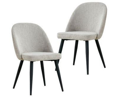 Erin Dining Chair Set of 2 Fabric Seat with Metal Frame - Quartz