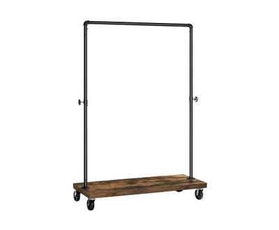 VASAGLE Industrial Pipe Style Rolling Garment Rack with Shoe Shelf