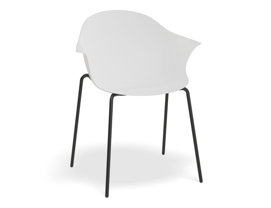 Pebble Armchair White with Shell Seat - 4 Post Base with White Legs