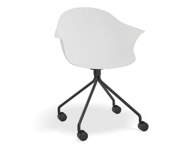 Pebble Armchair White with Shell Seat - Swivel Base