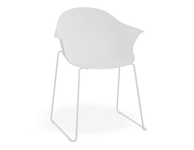 Pebble Armchair White with Shell Seat - 4 Post Base with White Legs