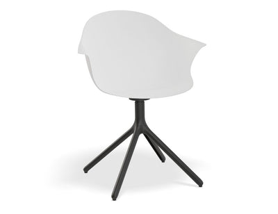 Pebble Armchair White with Shell Seat - Pyramid Fixed Base with Castors