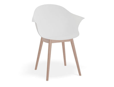 Pebble Armchair White with Shell Seat - Pyramid Fixed Base with Castors