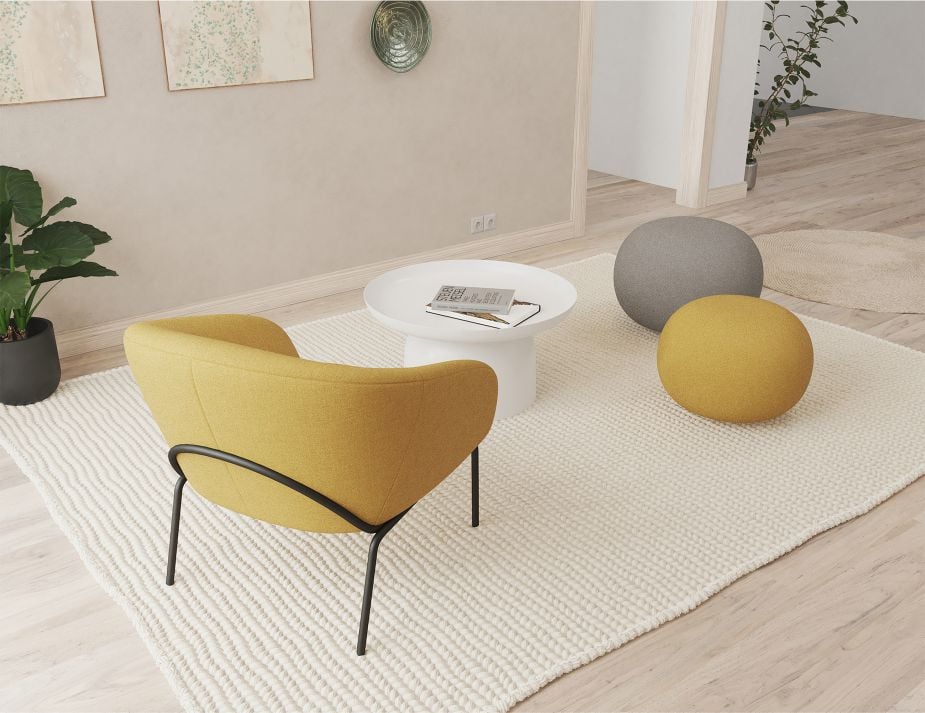 Solace Lounge Chair - Tuscan Yellow - Brushed Matt Bronze Legs