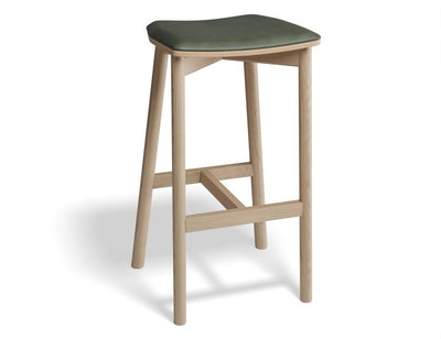Andi Stool - Natural - Backless with Pad - 66cm Seat Height White Vegan Leather Seat