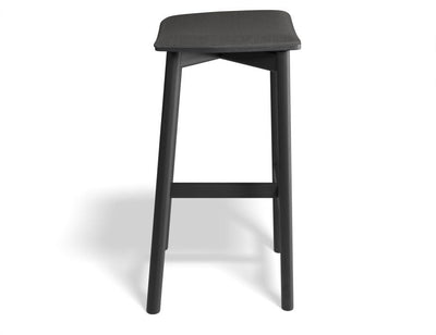 Andi Stool - Black - Backless with Pad - 75cm Seat Height Vintage Green Vegan Leather Seat Pad