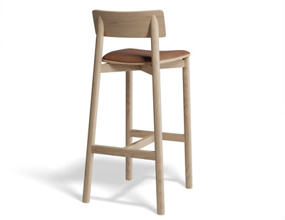 Andi Stool - Natural with Pad - 75cm Seat Height Light Grey Fabric Seat Pad