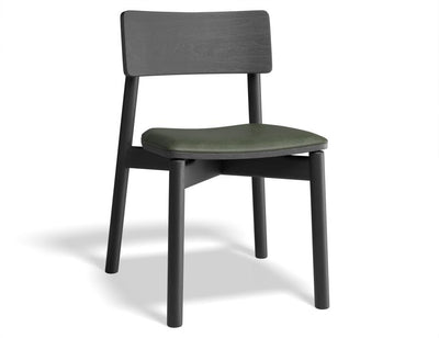 Andi Chair - Black Ash with Pad - Vintage Green Vegan Leather Seat Pad