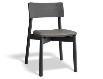Andi Chair - Black Ash with Pad - Vintage Grey Vegan Leather Seat Pad