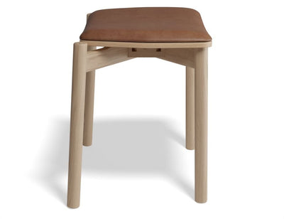 Andi Low Stool - Natural Ash with Pad - 45cm - Charcoal Fabric Seat Pad