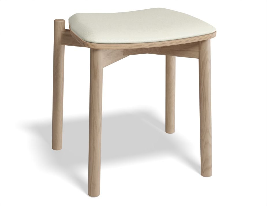 Andi Low Stool - Natural Ash with Pad - 45cm - Charcoal Fabric Seat Pad