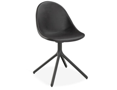 Pebble Chair Black Upholstered Vintage Seat - Swivel Base - Black