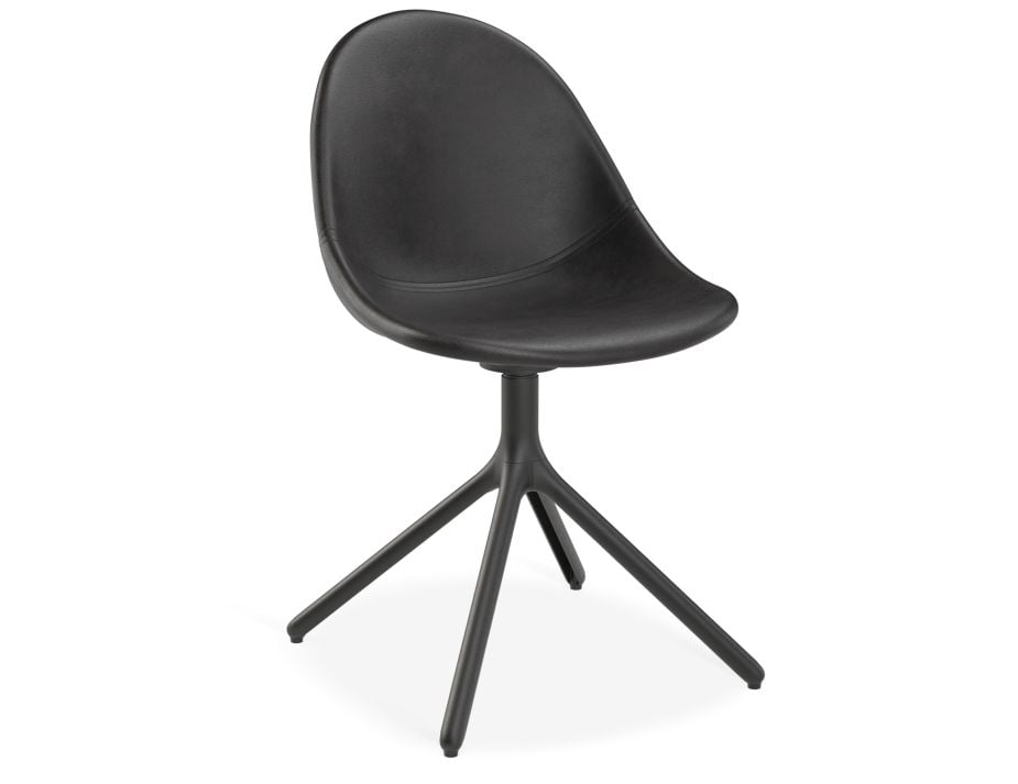 Pebble Chair Black Upholstered Vintage Seat - 4 Post Base - Black