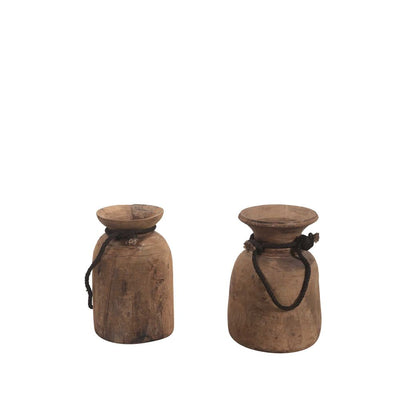 Wooden Pot with Rope Large