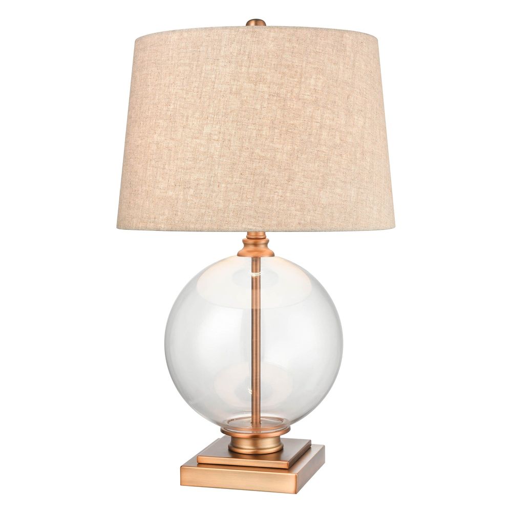 Ivy Small Antique Brass And Glass With Natural Linen Shade