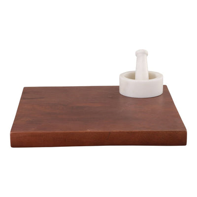 Timber Board With Mortar & Pestle