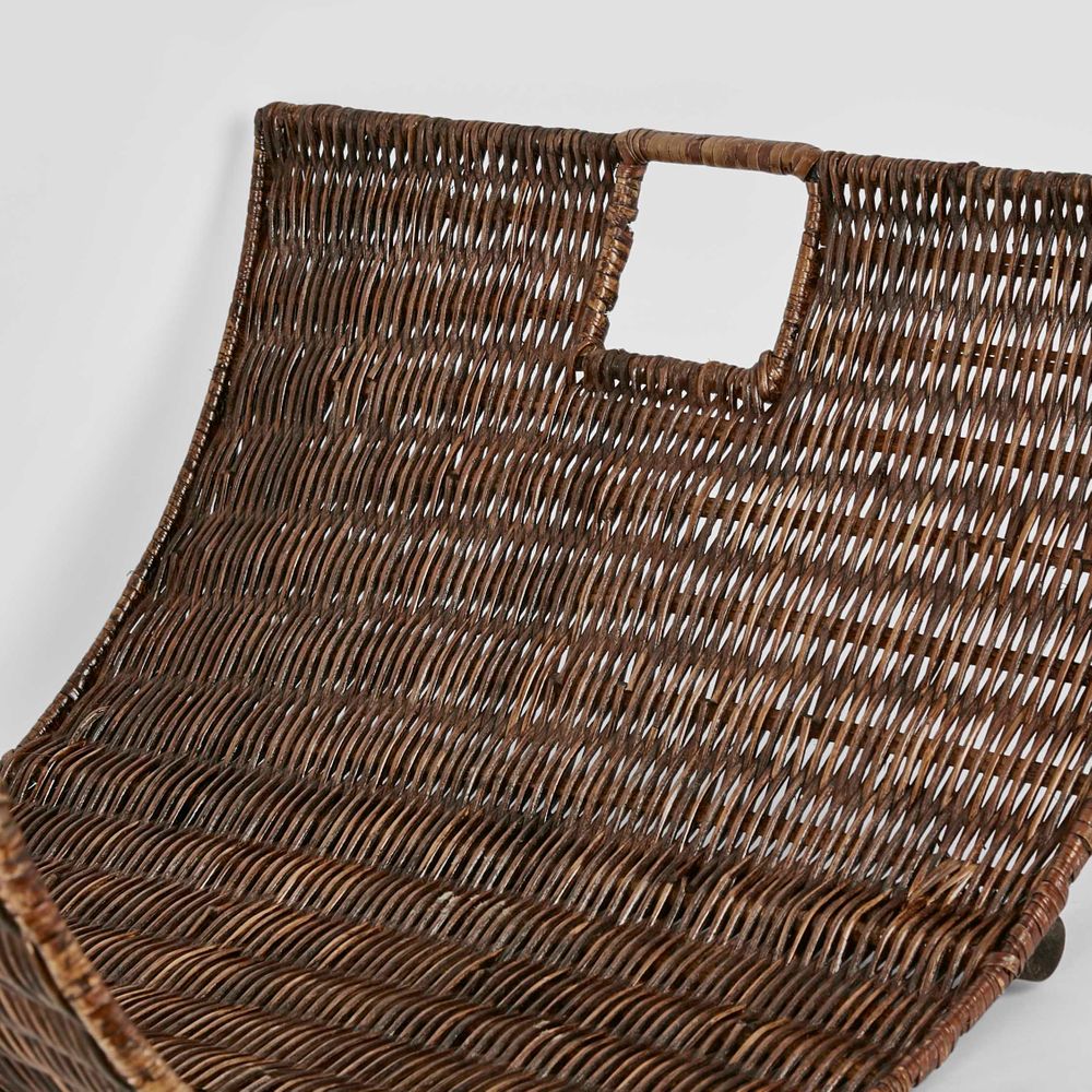 Woven Rattan Fire Basket Antique Brown