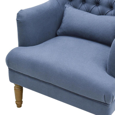Bayside Navy Button Tufted Winged Armchair