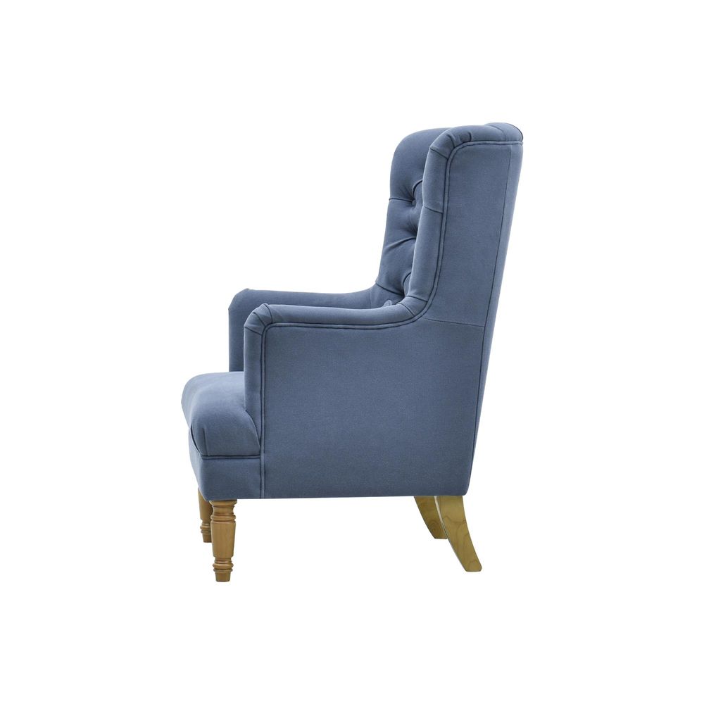 Bayside Navy Button Tufted Winged Armchair