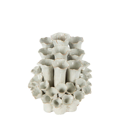 Tubular Coral Ceramic Vase White
