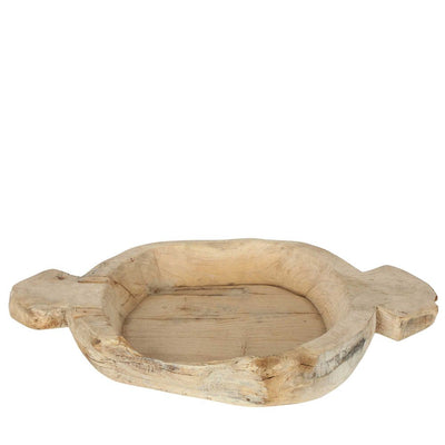 Deep Chapati Wooden Plate With Handles Natural