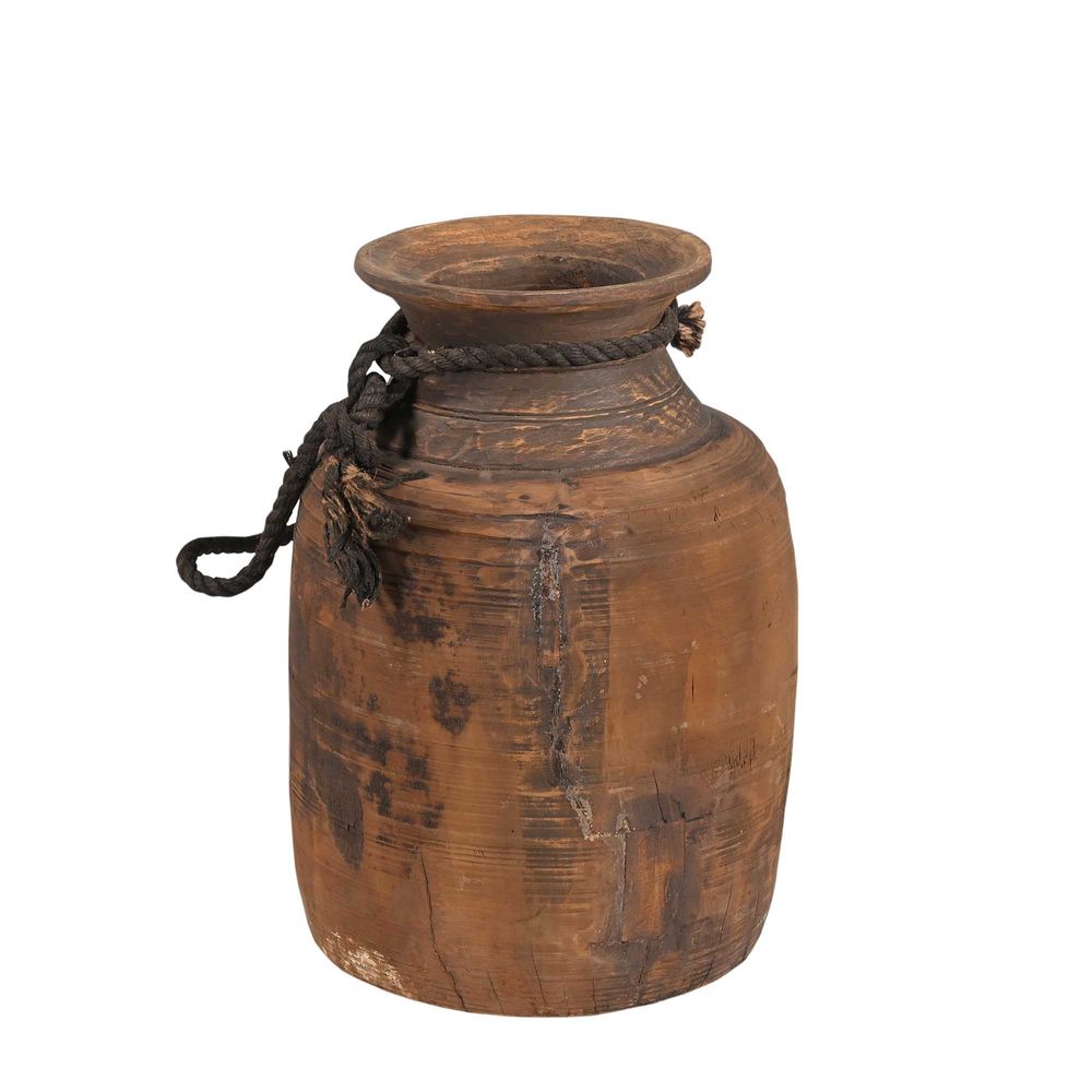 Wooden Pot with Rope Small