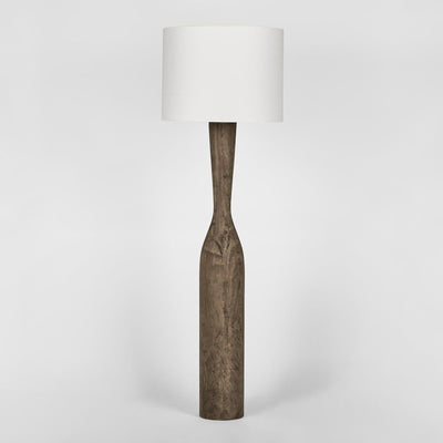 Callum Timber Floor Lamp Base With White Shade