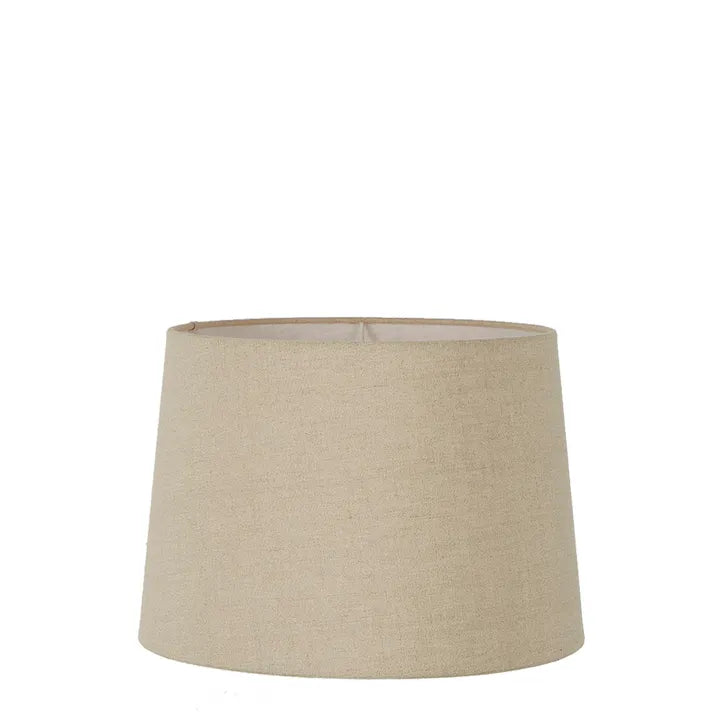 Small Drum Lamp Shade  - Dark Natural Linen - Linen Lamp Shade with E27 Fixture
