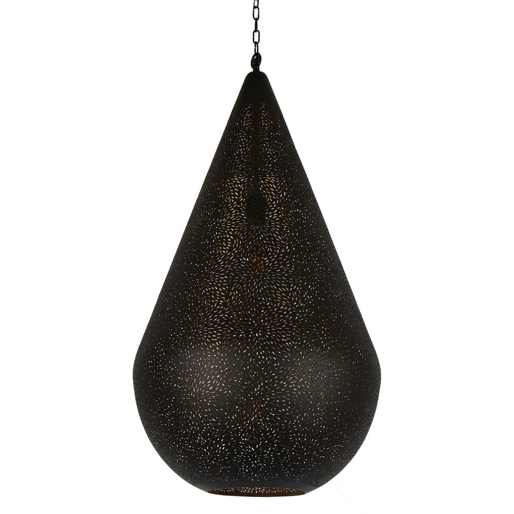 Aquarius Large - Black - Perforated Teardrop Pendant Light