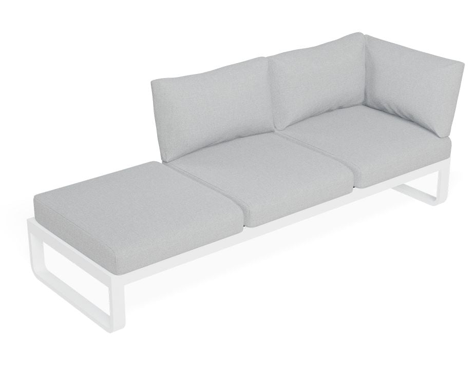 Fino Config E - Outdoor Modular Sofa in Matt White aluminium with Light Grey Cushions