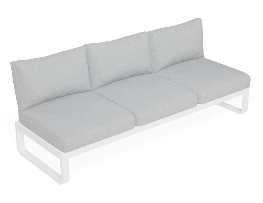 Fino Config E - Outdoor Modular Sofa in Matt White aluminium with Light Grey Cushions