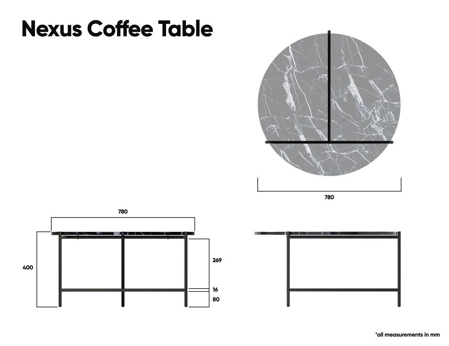 Nexus Marble Coffee Table - Black Marquina