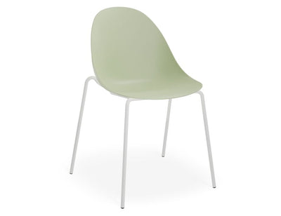 Pebble Chair Mint Green with Shell Seat - 4 Post Stackable Base - White