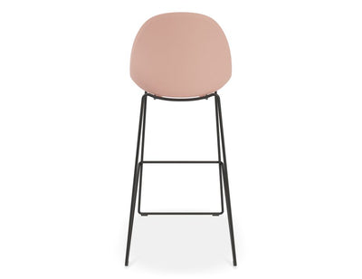 Pebble Soft Pink Stool Shell Seat - Counter Stool 66cm Seat Height -Black Frame