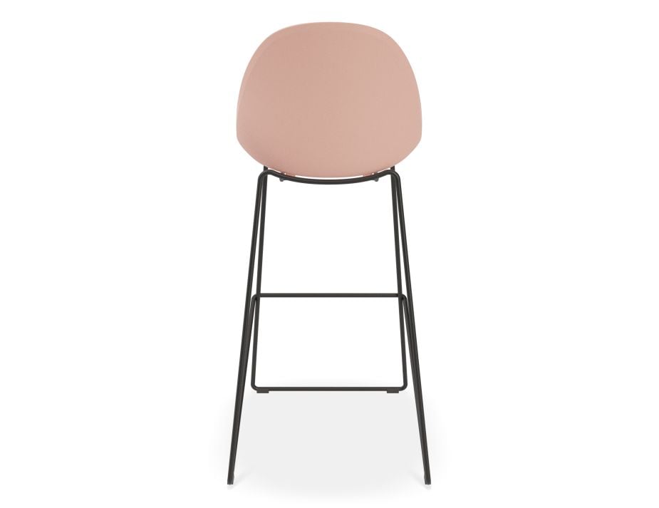 Pebble Soft Pink Stool Shell Seat - Bar Stool 76cm Seat Height - Black Frame