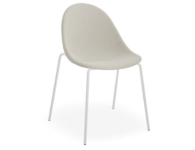 Pebble Fabric Light Grey Upholstered Chair - 4 Post Base - White
