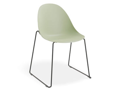 Pebble Chair Mint Green with Shell Seat - Sled Stackable Base - Black
