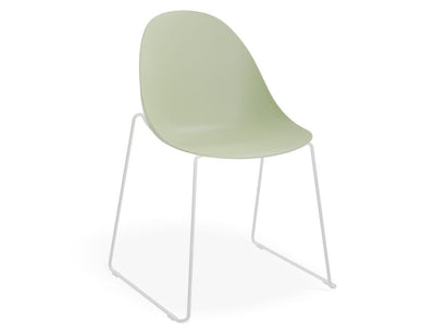 Pebble Chair Mint Green with Shell Seat - Sled Stackable Base - White