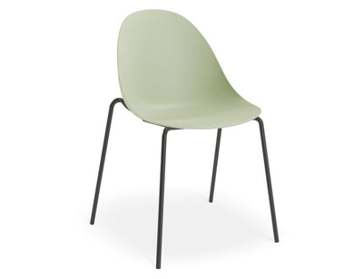 Pebble Chair Mint Green with Shell Seat - 4 Post Stackable Base - Black