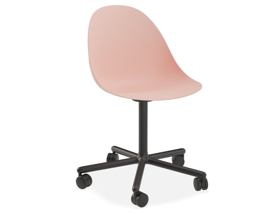 Pebble Chair Soft Pink with Shell Seat - Swivel Base - Black