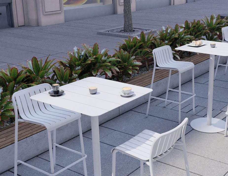 Roku High Bar Table - Outdoor - White - 75 x 75cm Table Top