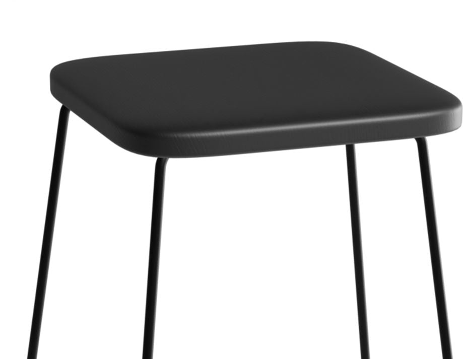 Hugo Low Stool - Black - Black Seat - 46cm Low Stool Square Black Seat
